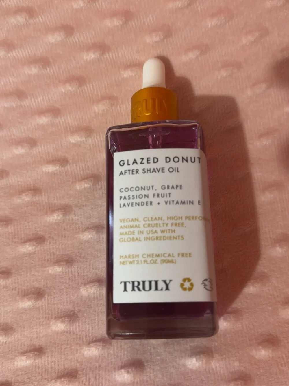 TRULY Glazed Donut After Shave Oil - Purple Bottle with Gold Dropper